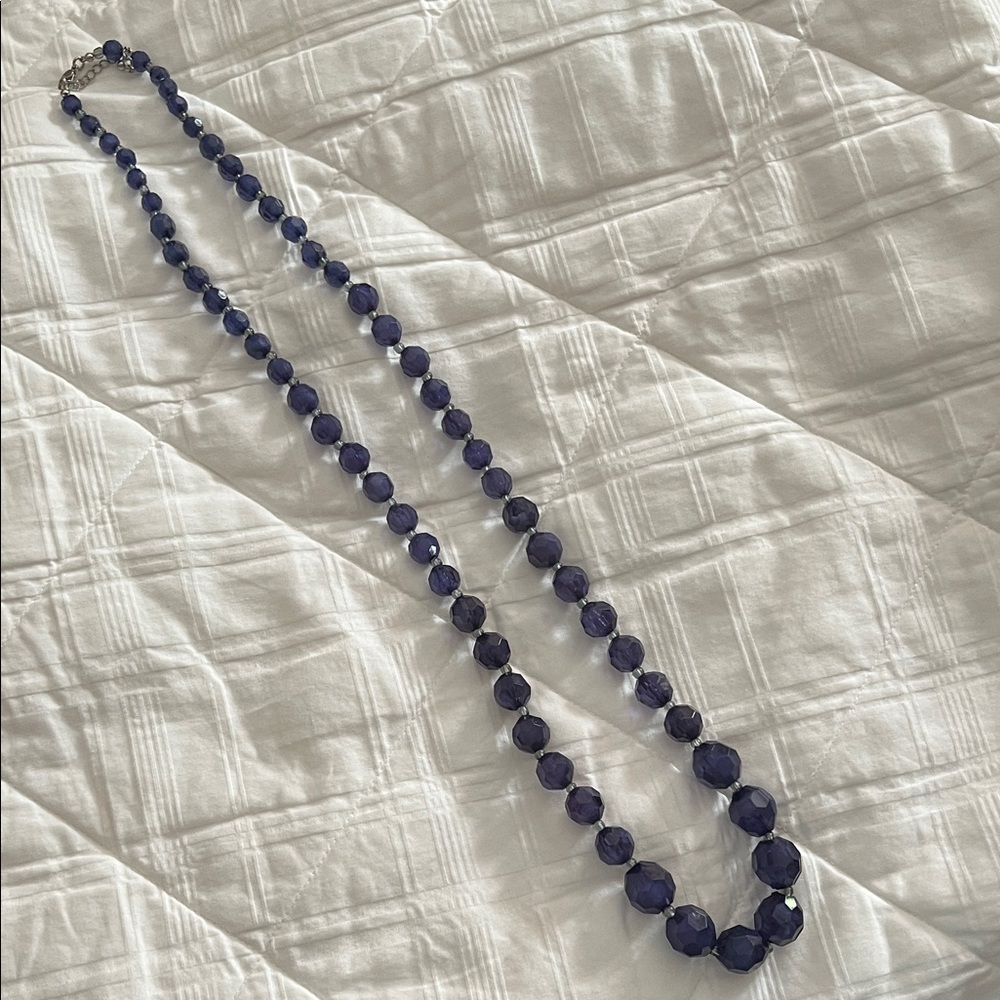 Elegant Blue/Purple Beaded Necklace
